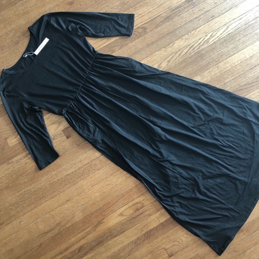 WNEEDU Women’s 3/4 Sleeve Loose Casual Long Maxi Dress with pockets Size Large